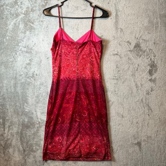 Y2K Vintage Red Bandana Print Mesh Slip Dress Boho Floral Festival Beaded Small - Picture 7 of 7